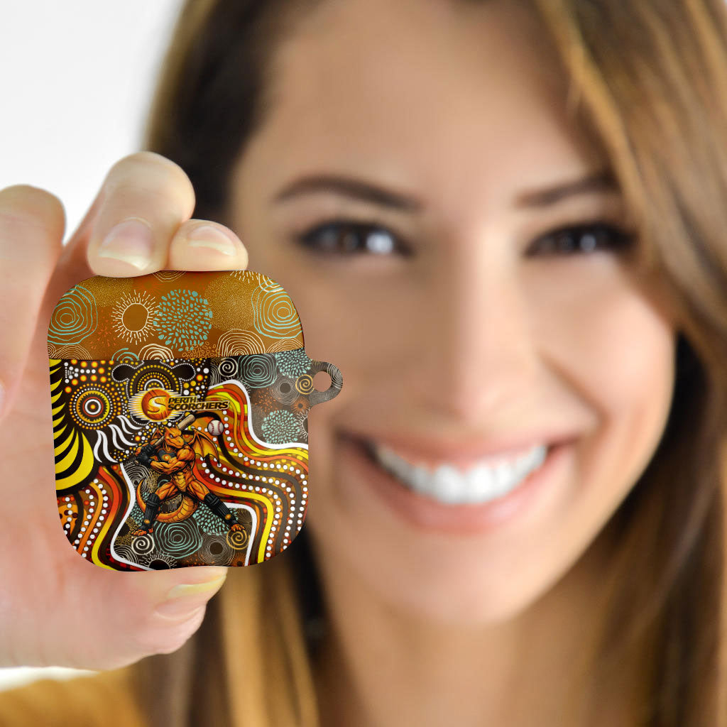 Perth Scorchers AirPods Case Indigenous Dot Art Superhero Batter Tribal Pattern