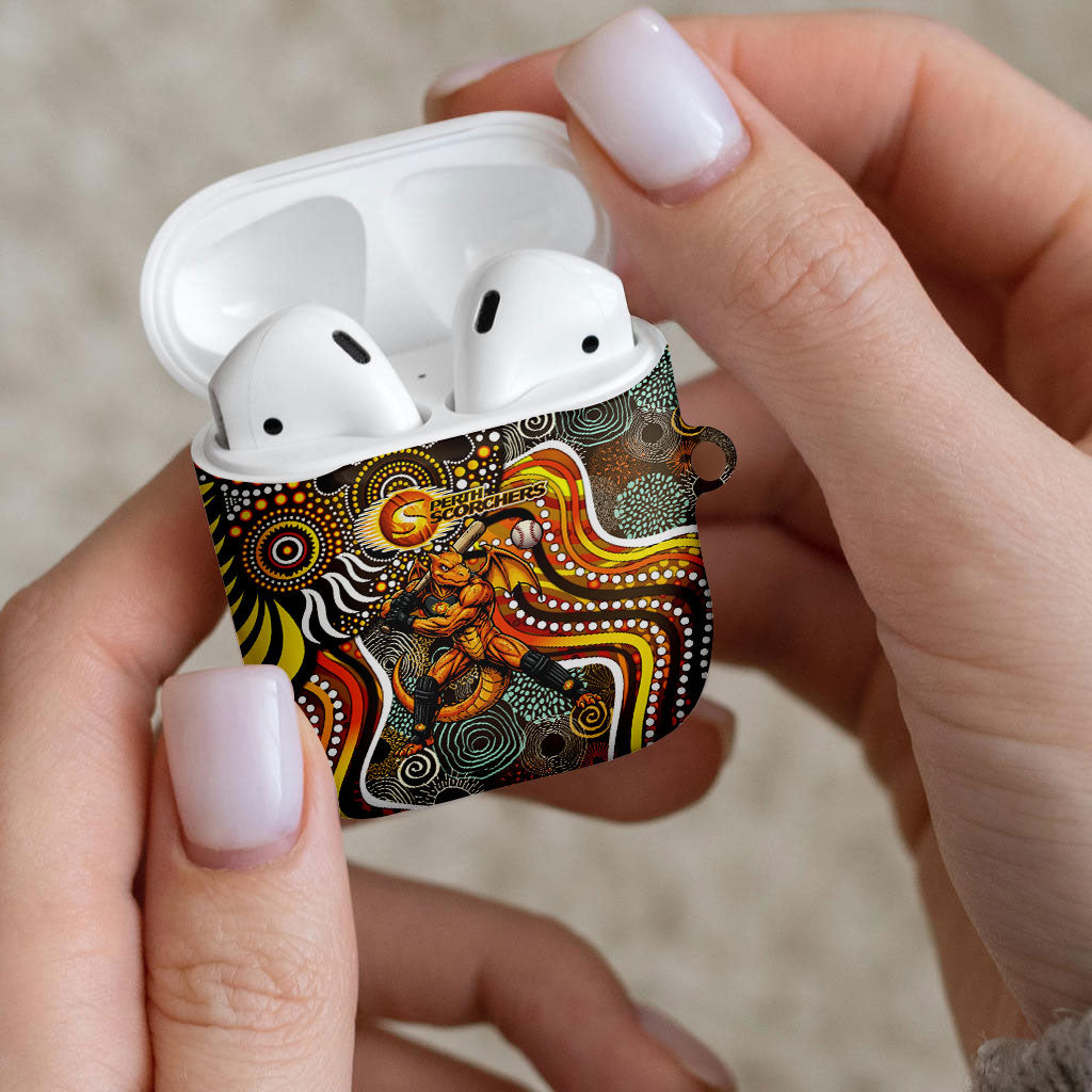 Perth Scorchers AirPods Case Indigenous Dot Art Superhero Batter Tribal Pattern
