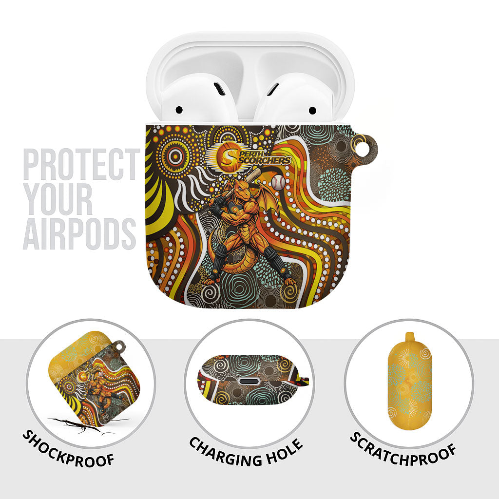 Perth Scorchers AirPods Case Indigenous Dot Art Superhero Batter Tribal Pattern