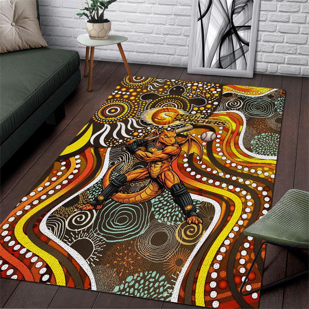 Perth Scorchers Area Rug Indigenous Dot Art Superhero Batter Tribal Pattern