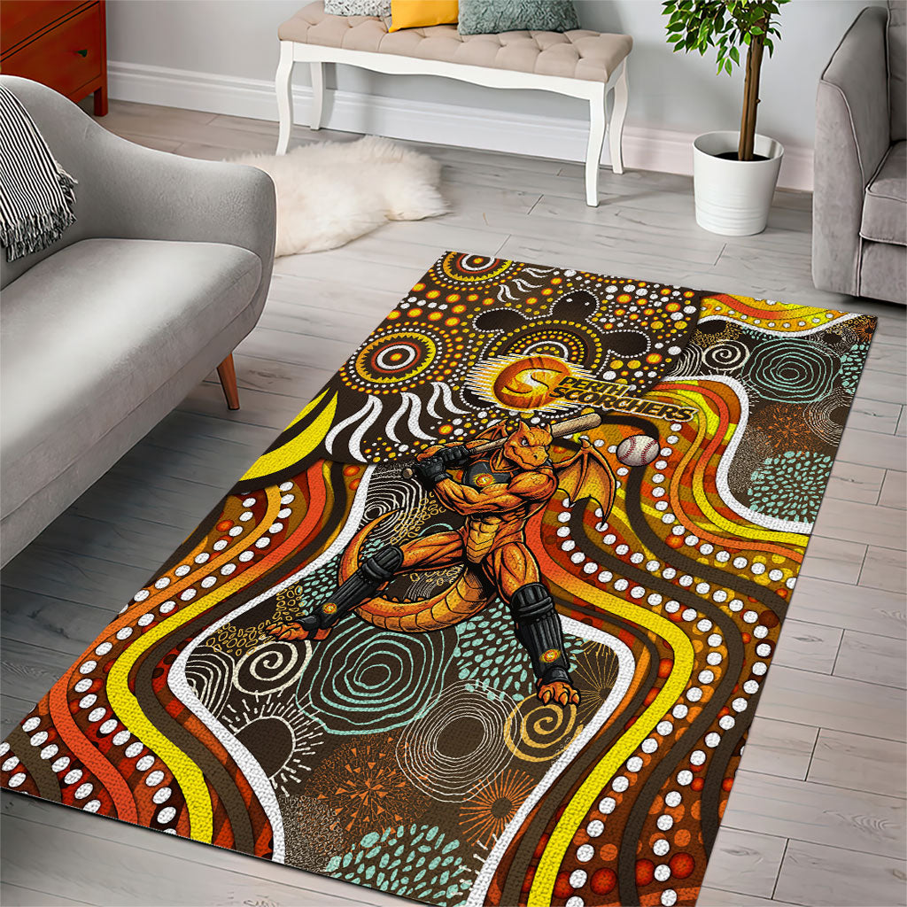 Perth Scorchers Area Rug Indigenous Dot Art Superhero Batter Tribal Pattern