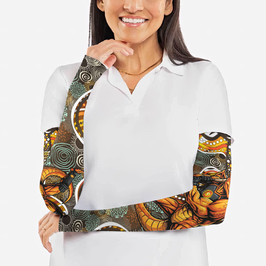 Perth Scorchers Arm Sleeves Indigenous Dot Art Superhero Batter Tribal Pattern