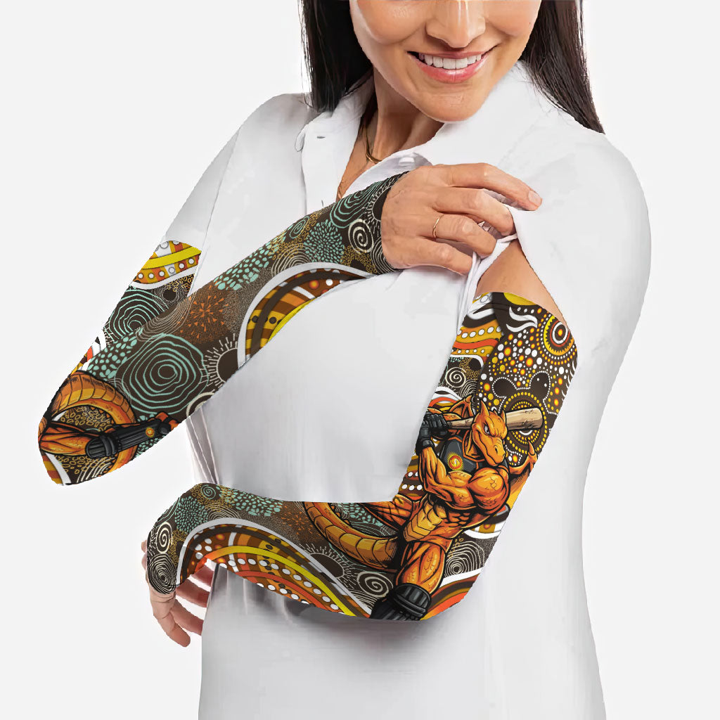 Perth Scorchers Arm Sleeves Indigenous Dot Art Superhero Batter Tribal Pattern