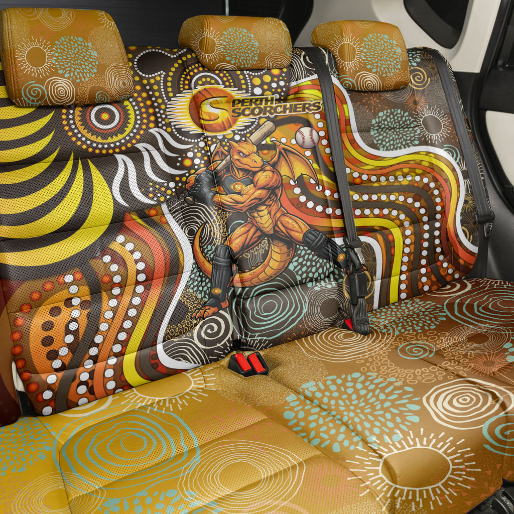 Perth Scorchers Back Car Seat Cover Indigenous Dot Art Superhero Batter Tribal Pattern