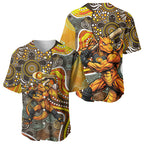 Perth Scorchers Baseball Jersey Indigenous Dot Art Superhero Batter Tribal Pattern