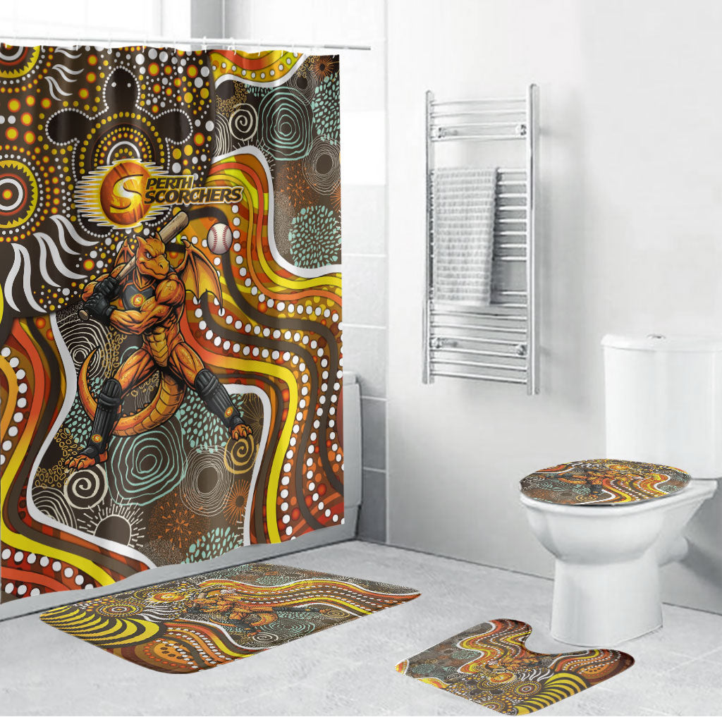 Perth Scorchers Bathroom Set Indigenous Dot Art Superhero Batter Tribal Pattern