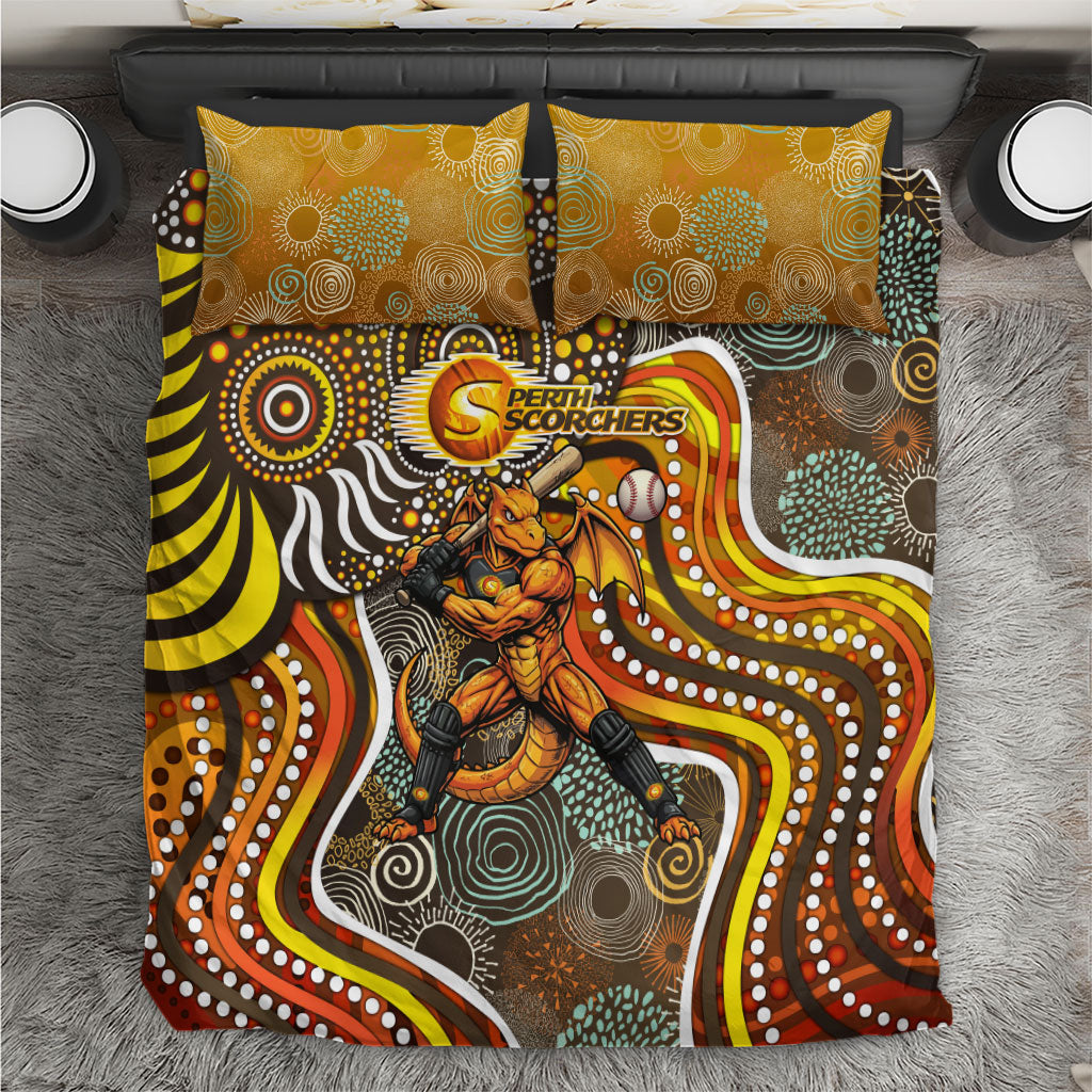 Perth Scorchers Bedding Set Indigenous Dot Art Superhero Batter Tribal Pattern