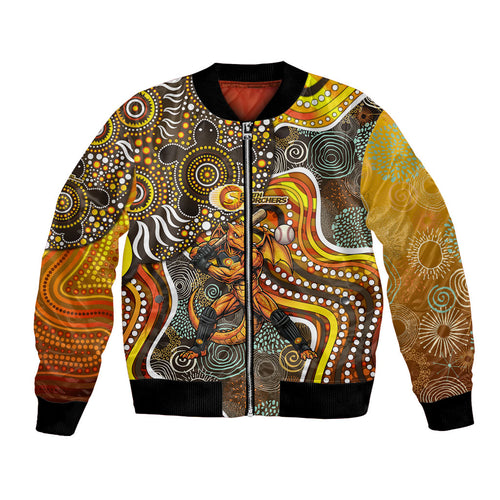 Perth Scorchers Bomber Jacket Indigenous Dot Art Superhero Batter Tribal Pattern