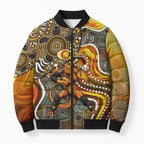 Perth Scorchers Bomber Puffer Jacket Indigenous Dot Art Superhero Batter Tribal Pattern