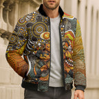 Perth Scorchers Bomber Puffer Jacket Indigenous Dot Art Superhero Batter Tribal Pattern