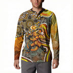 Perth Scorchers Button Sweatshirt Indigenous Dot Art Superhero Batter Tribal Pattern