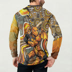Perth Scorchers Button Sweatshirt Indigenous Dot Art Superhero Batter Tribal Pattern