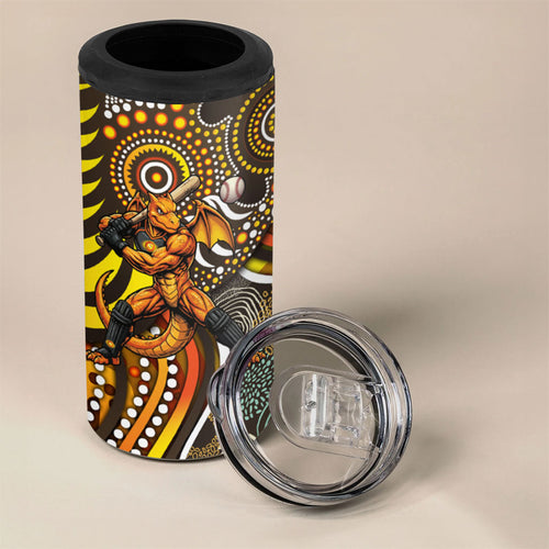 Perth Scorchers 4 in 1 Can Cooler Tumbler Indigenous Dot Art Superhero Batter Tribal Pattern