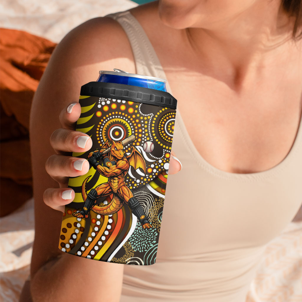 Perth Scorchers 4 in 1 Can Cooler Tumbler Indigenous Dot Art Superhero Batter Tribal Pattern