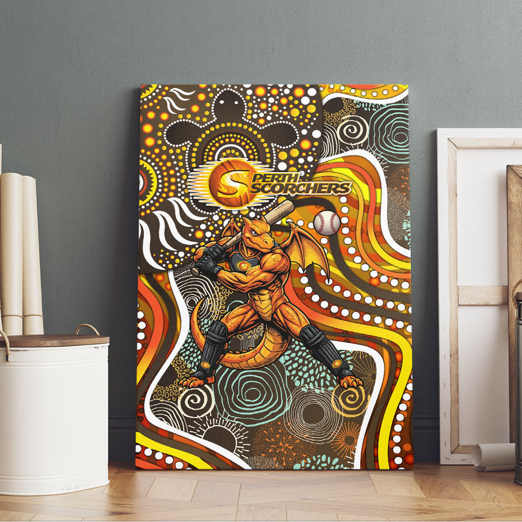 Perth Scorchers Canvas Wall Art Indigenous Dot Art Superhero Batter Tribal Pattern