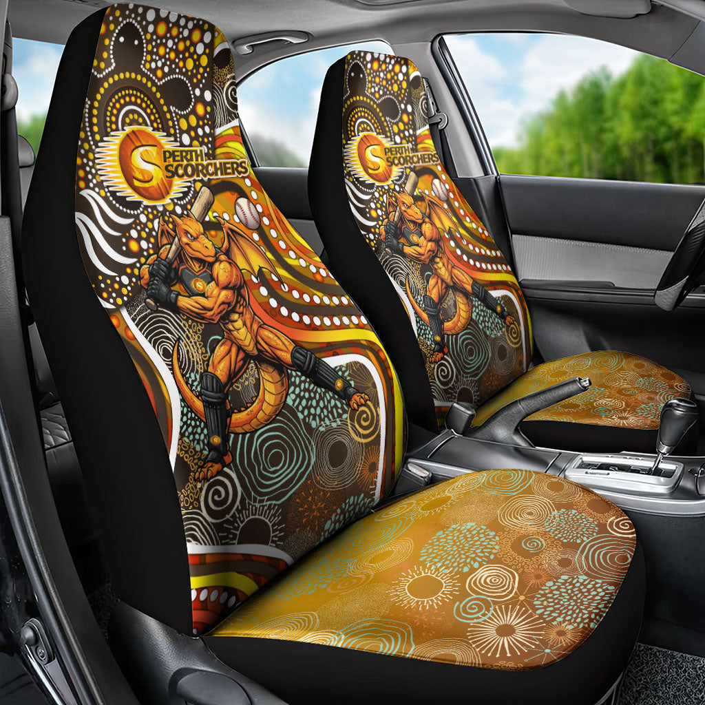 Perth Scorchers Car Seat Cover Indigenous Dot Art Superhero Batter Tribal Pattern