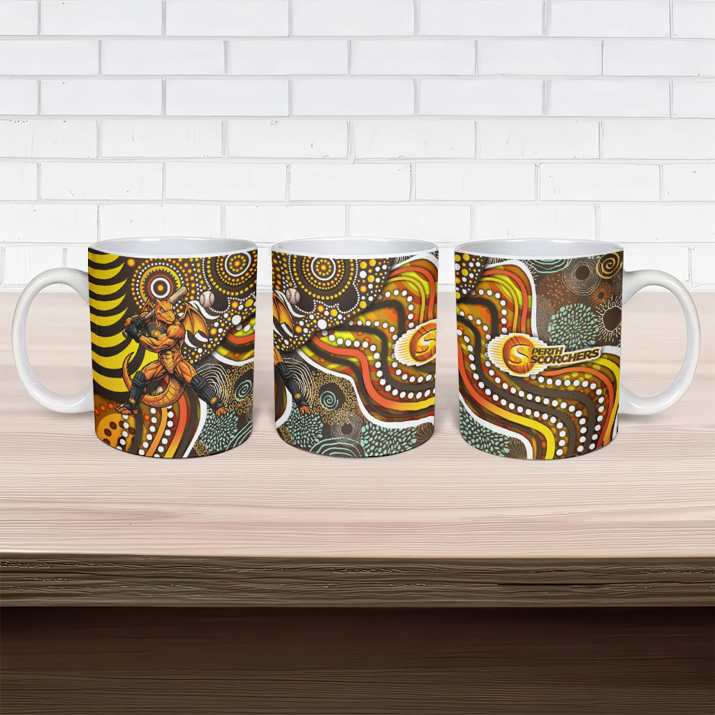 Perth Scorchers Ceramic Mug Indigenous Dot Art Superhero Batter Tribal Pattern