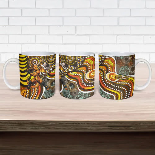 Perth Scorchers Ceramic Mug Indigenous Dot Art Superhero Batter Tribal Pattern