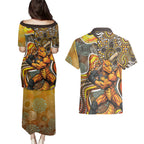 Perth Scorchers Couples Matching Puletasi and Hawaiian Shirt Indigenous Dot Art Superhero Batter Tribal Pattern