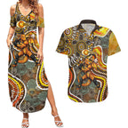 Perth Scorchers Couples Matching Summer Maxi Dress and Hawaiian Shirt Indigenous Dot Art Superhero Batter Tribal Pattern