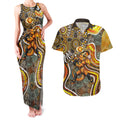Perth Scorchers Couples Matching Tank Maxi Dress and Hawaiian Shirt Indigenous Dot Art Superhero Batter Tribal Pattern
