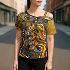 Perth Scorchers Cross Shoulder Shirt Indigenous Dot Art Superhero Batter Tribal Pattern