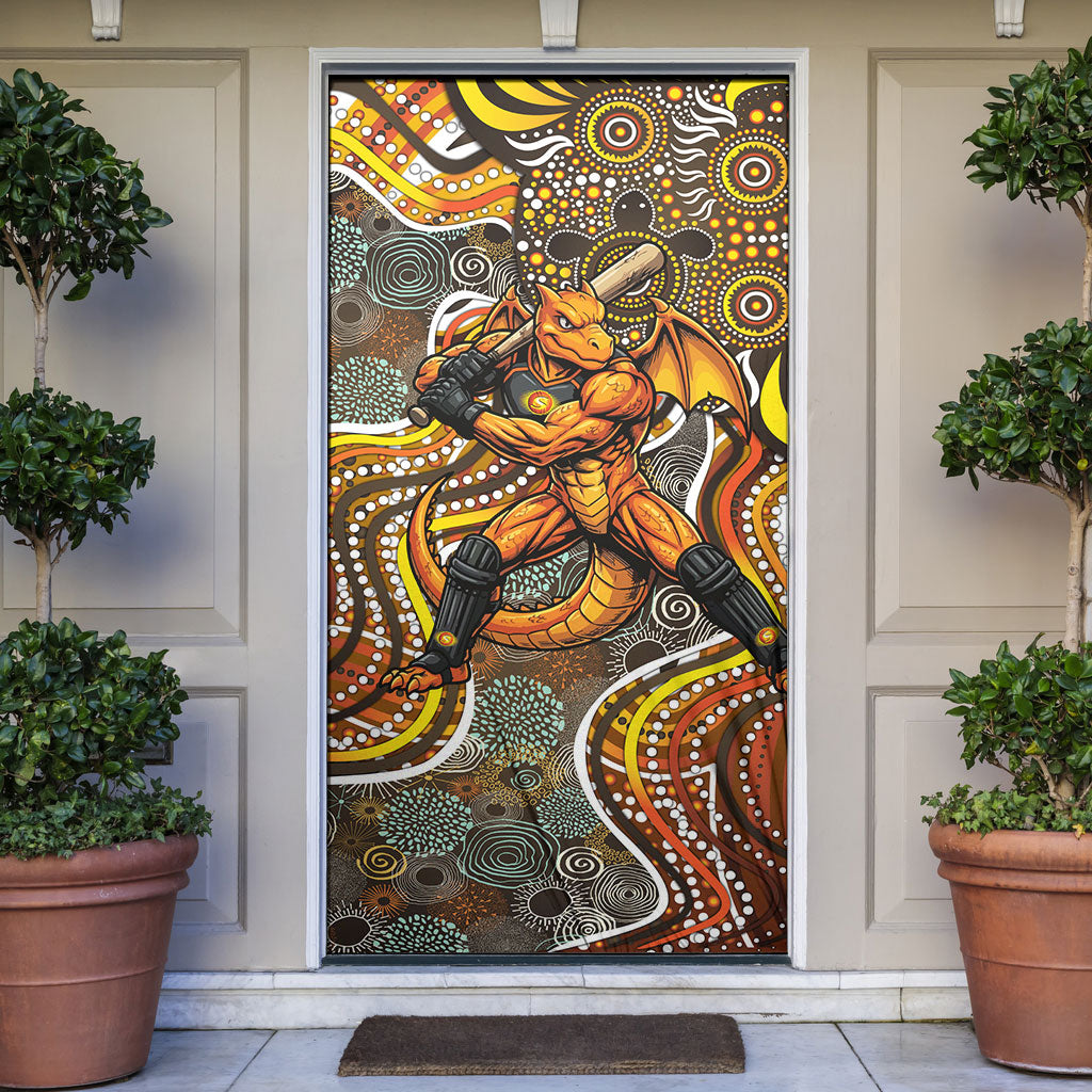 Perth Scorchers Door Cover Indigenous Dot Art Superhero Batter Tribal Pattern