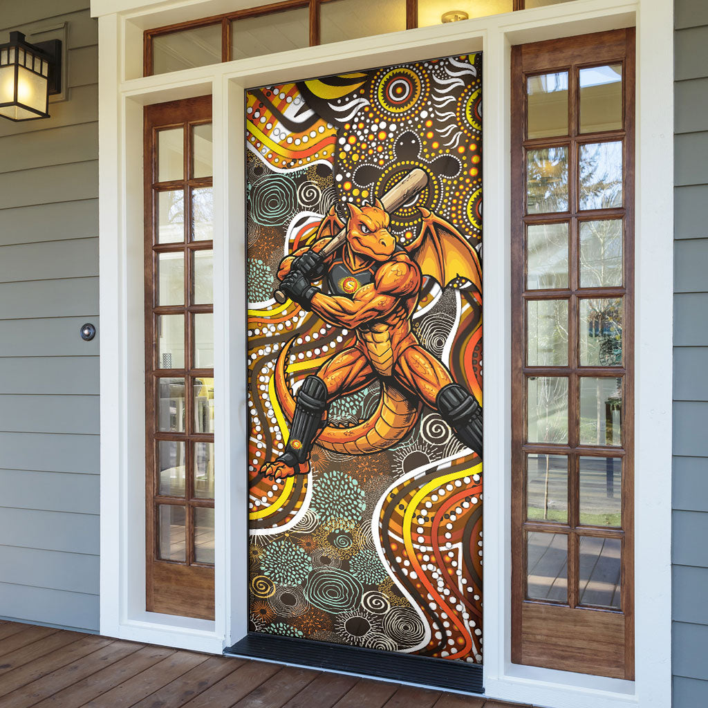 Perth Scorchers Door Cover Indigenous Dot Art Superhero Batter Tribal Pattern