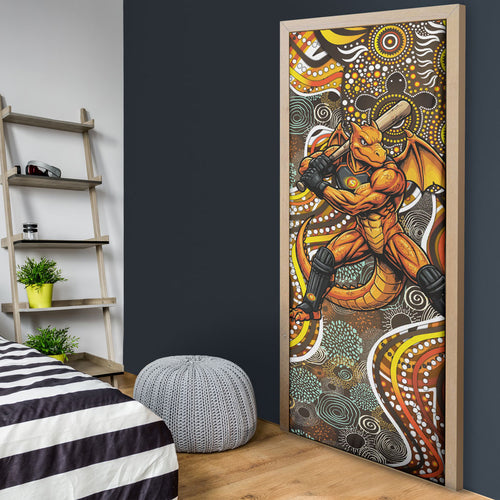 Perth Scorchers Door Cover Indigenous Dot Art Superhero Batter Tribal Pattern