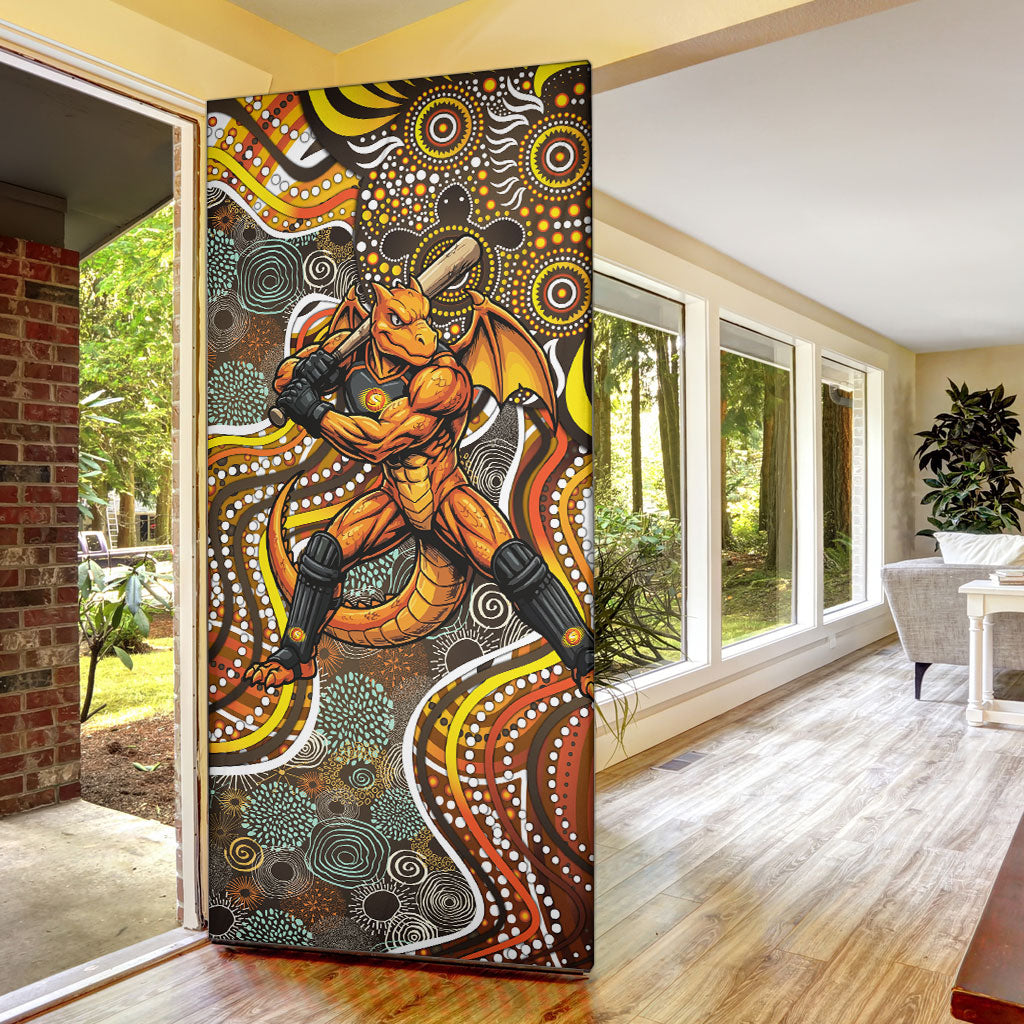 Perth Scorchers Door Cover Indigenous Dot Art Superhero Batter Tribal Pattern