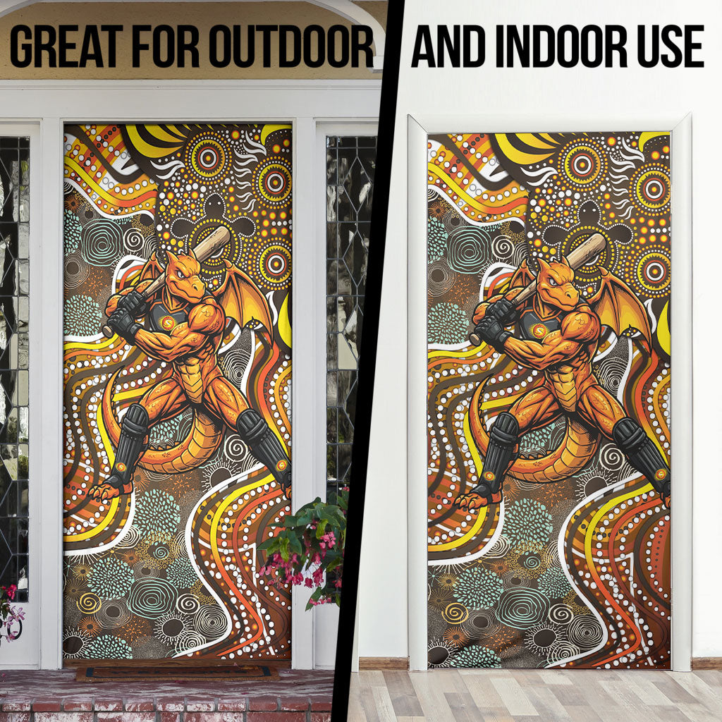 Perth Scorchers Door Cover Indigenous Dot Art Superhero Batter Tribal Pattern