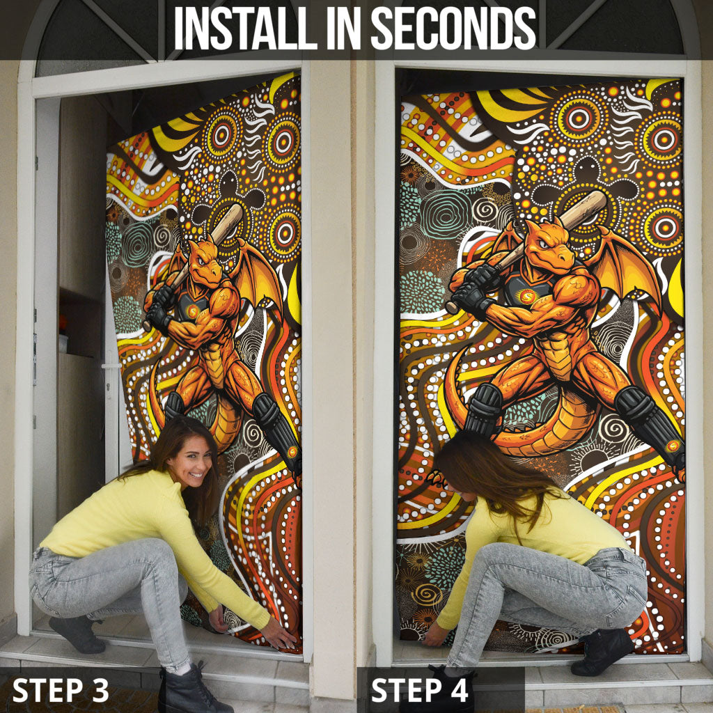 Perth Scorchers Door Cover Indigenous Dot Art Superhero Batter Tribal Pattern