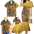 Perth Scorchers Family Matching Mermaid Dress and Hawaiian Shirt Indigenous Dot Art Superhero Batter Tribal Pattern