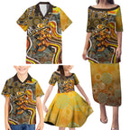 Perth Scorchers Family Matching Puletasi and Hawaiian Shirt Indigenous Dot Art Superhero Batter Tribal Pattern