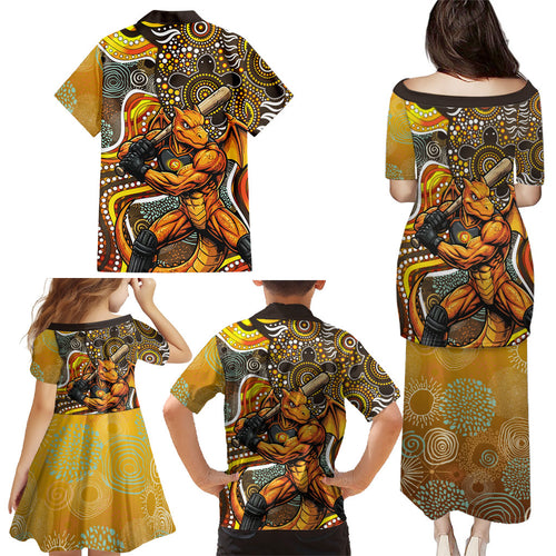 Perth Scorchers Family Matching Puletasi and Hawaiian Shirt Indigenous Dot Art Superhero Batter Tribal Pattern