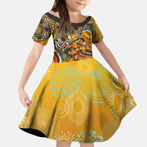 Perth Scorchers Family Matching Summer Maxi Dress and Hawaiian Shirt Indigenous Dot Art Superhero Batter Tribal Pattern