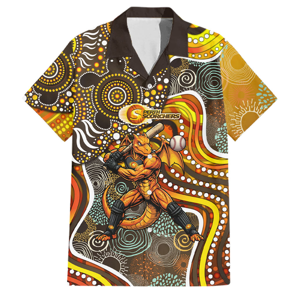 Perth Scorchers Family Matching Summer Maxi Dress and Hawaiian Shirt Indigenous Dot Art Superhero Batter Tribal Pattern