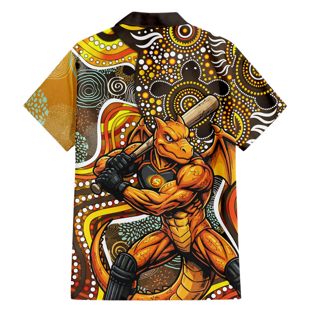 Perth Scorchers Family Matching Summer Maxi Dress and Hawaiian Shirt Indigenous Dot Art Superhero Batter Tribal Pattern