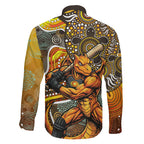 Perth Scorchers Family Matching Summer Maxi Dress and Hawaiian Shirt Indigenous Dot Art Superhero Batter Tribal Pattern