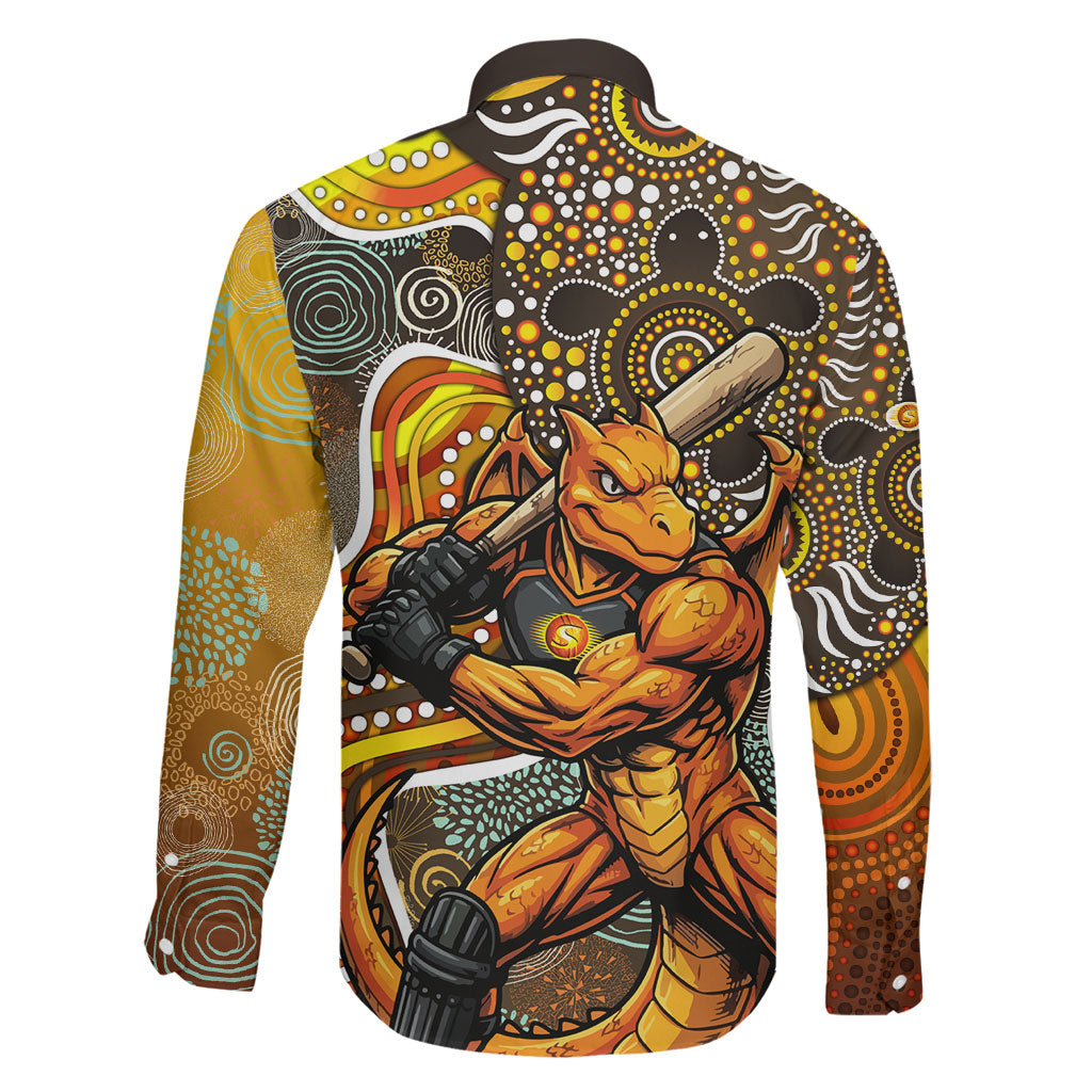 Perth Scorchers Family Matching Summer Maxi Dress and Hawaiian Shirt Indigenous Dot Art Superhero Batter Tribal Pattern