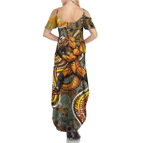 Perth Scorchers Family Matching Summer Maxi Dress and Hawaiian Shirt Indigenous Dot Art Superhero Batter Tribal Pattern