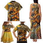 Perth Scorchers Family Matching Tank Maxi Dress and Hawaiian Shirt Indigenous Dot Art Superhero Batter Tribal Pattern