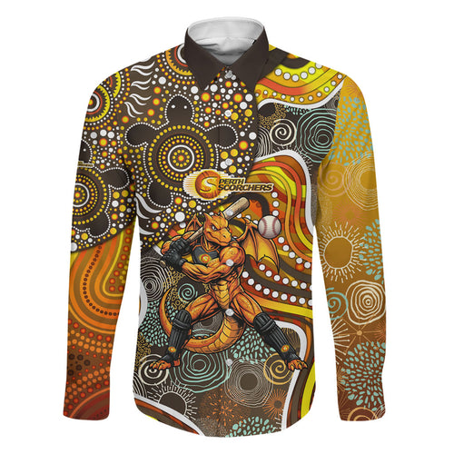 Perth Scorchers Family Matching Tank Maxi Dress and Hawaiian Shirt Indigenous Dot Art Superhero Batter Tribal Pattern