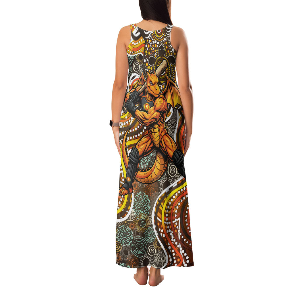 Perth Scorchers Family Matching Tank Maxi Dress and Hawaiian Shirt Indigenous Dot Art Superhero Batter Tribal Pattern