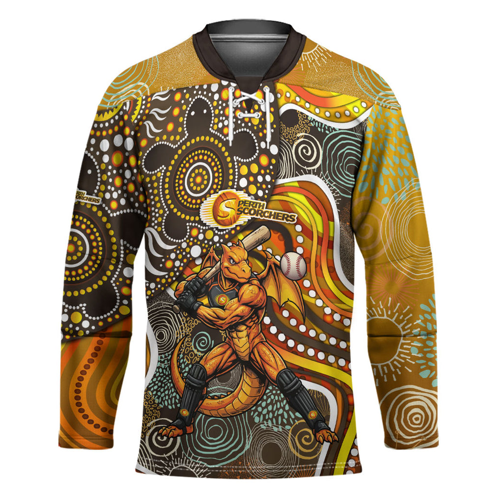Perth Scorchers Hockey Jersey Indigenous Dot Art Superhero Batter Tribal Pattern