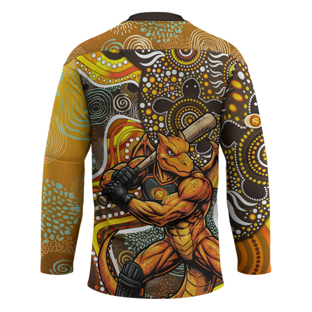 Perth Scorchers Hockey Jersey Indigenous Dot Art Superhero Batter Tribal Pattern