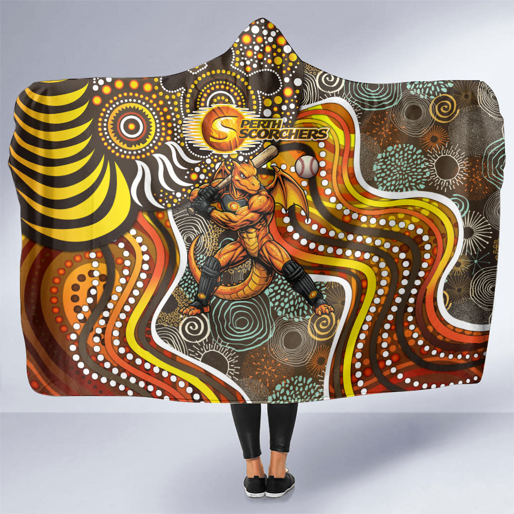 Perth Scorchers Hooded Blanket Indigenous Dot Art Superhero Batter Tribal Pattern
