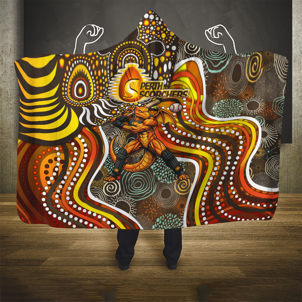 Perth Scorchers Hooded Blanket Indigenous Dot Art Superhero Batter Tribal Pattern