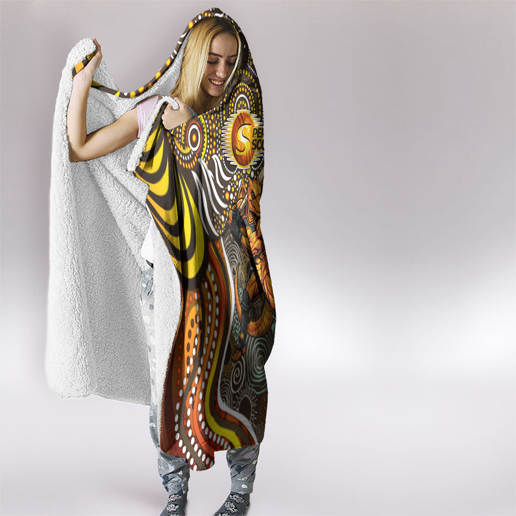 Perth Scorchers Hooded Blanket Indigenous Dot Art Superhero Batter Tribal Pattern