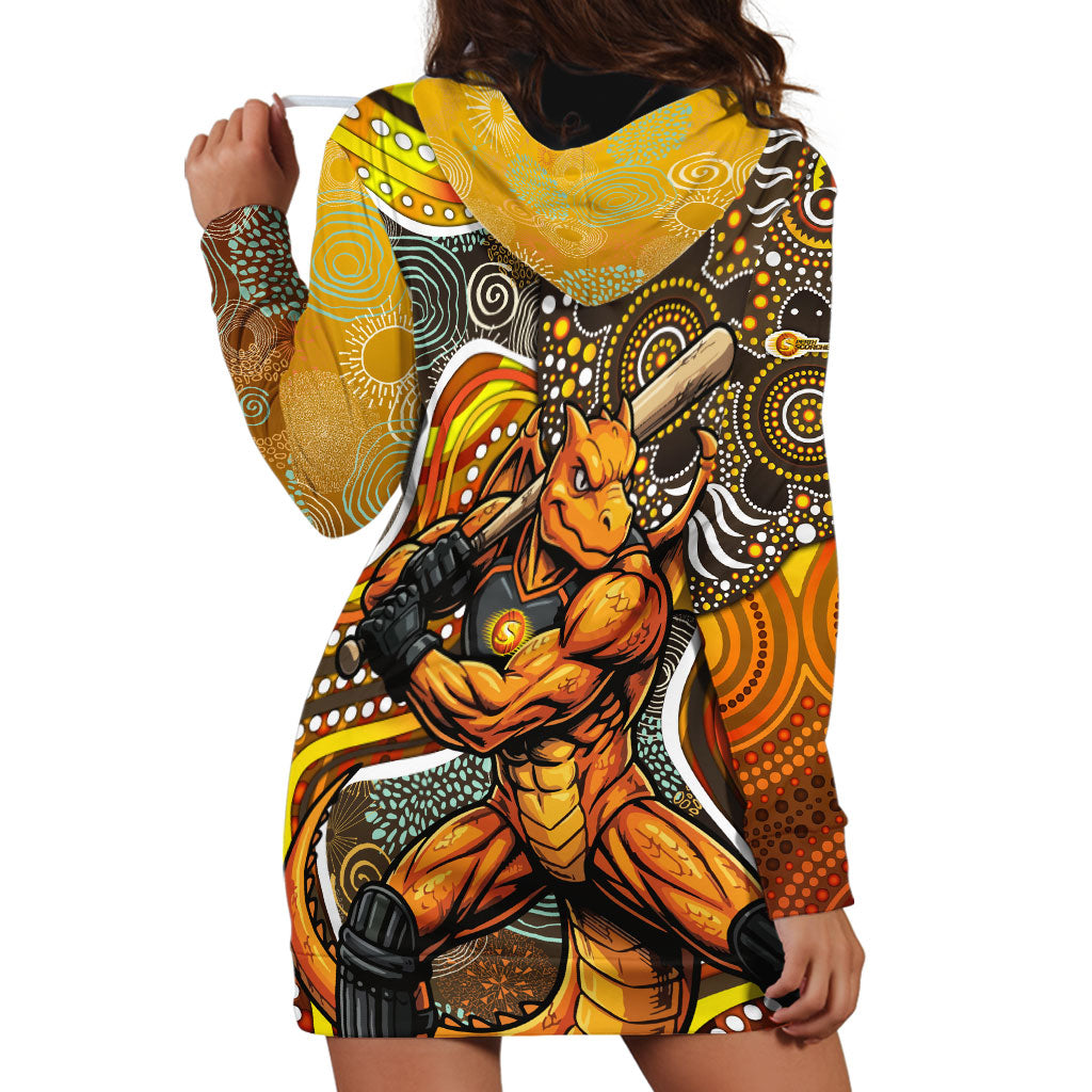 Perth Scorchers Hoodie Dress Indigenous Dot Art Superhero Batter Tribal Pattern